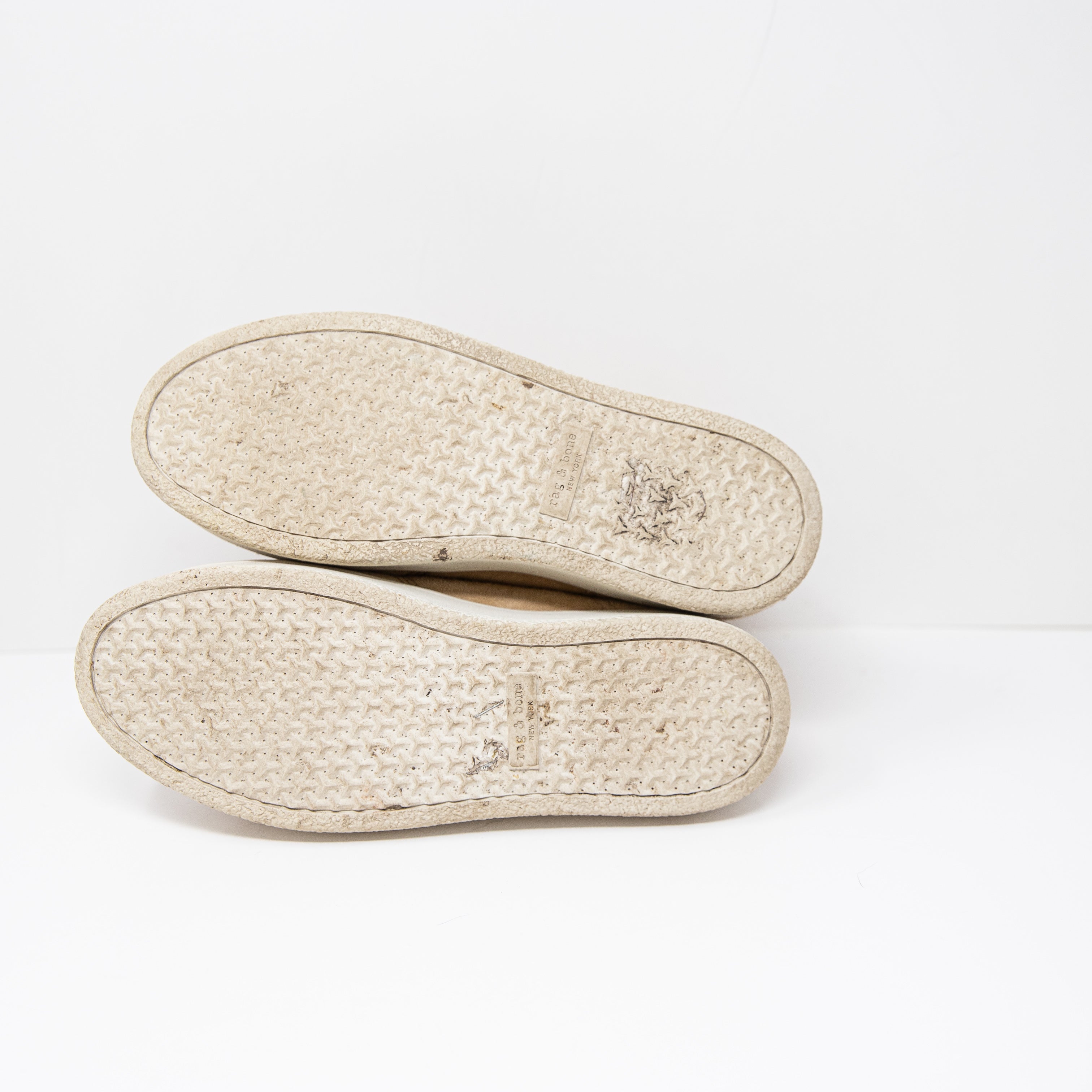 Rag & Bone Oslo Shearling Lined Lace Up Suede Rubber Boots Shoes Beige 8.5