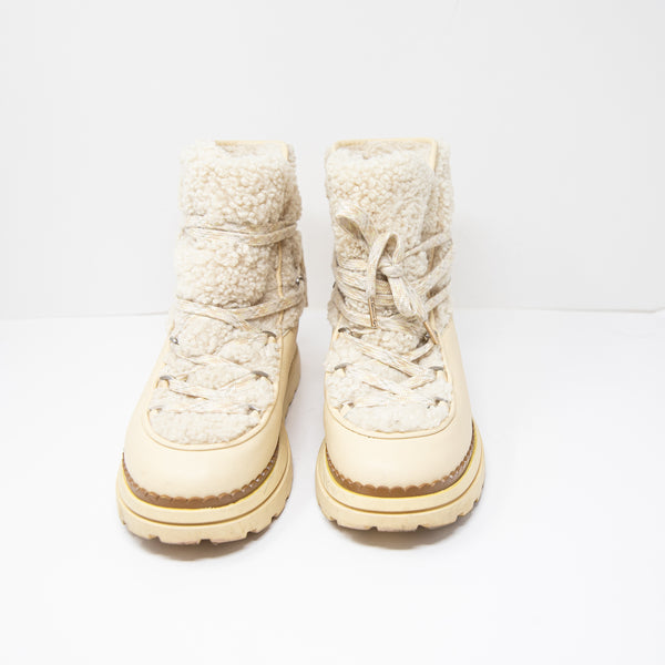 Sam Edelman Women's Orelia Faux Vegan Shearling Fur Ankle Lace Up Boots Shoes