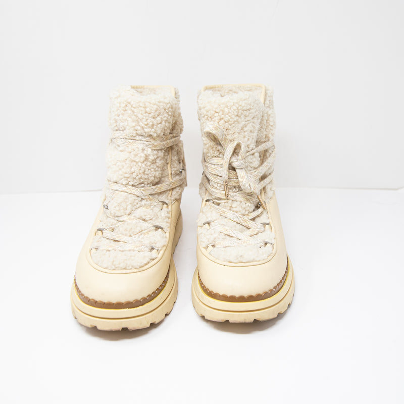 Sam Edelman Women's Orelia Faux Vegan Shearling Fur Ankle Lace Up Boots Shoes