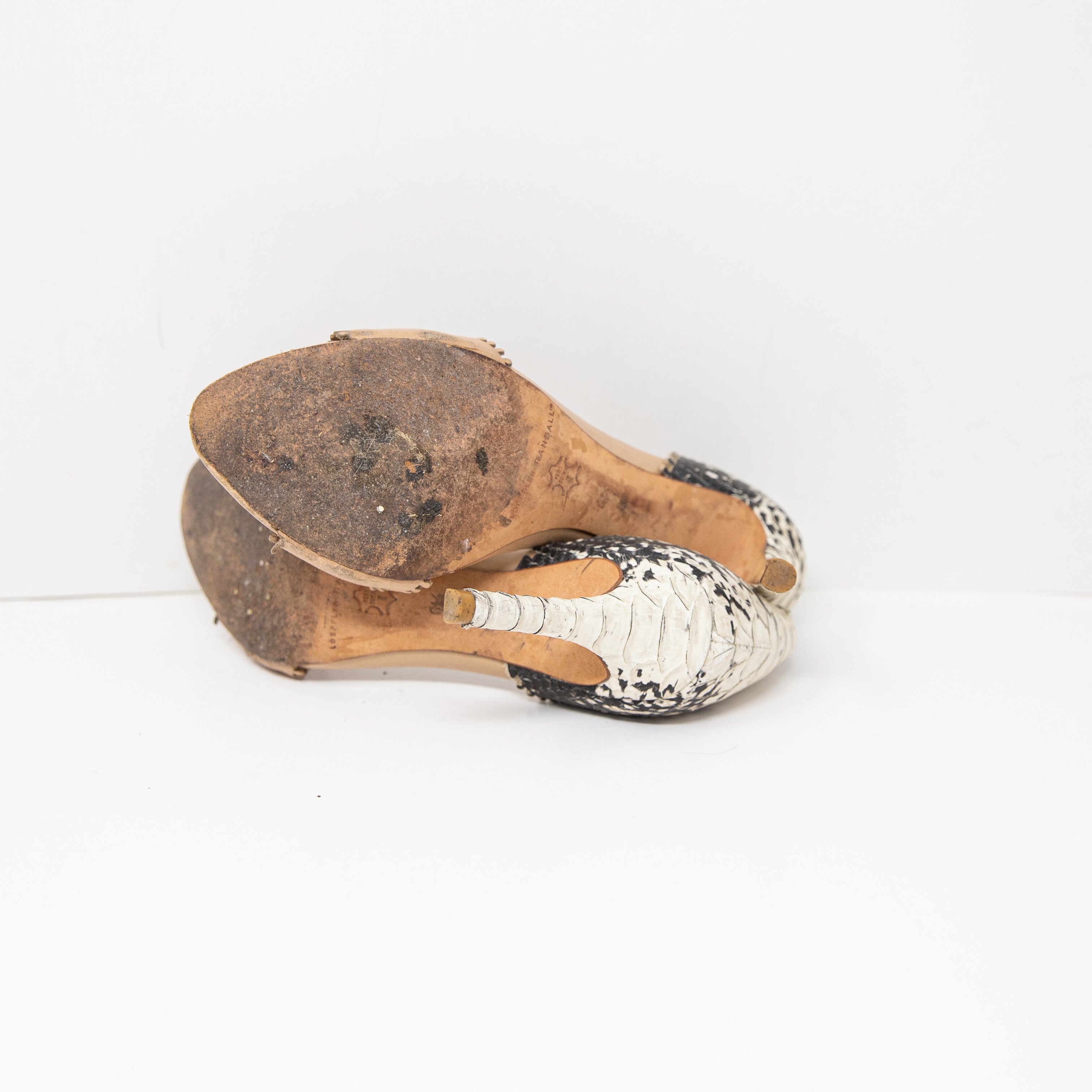 Loeffler Randall Leora Women's Genuine Leather Snake Print D'orsay High Heels