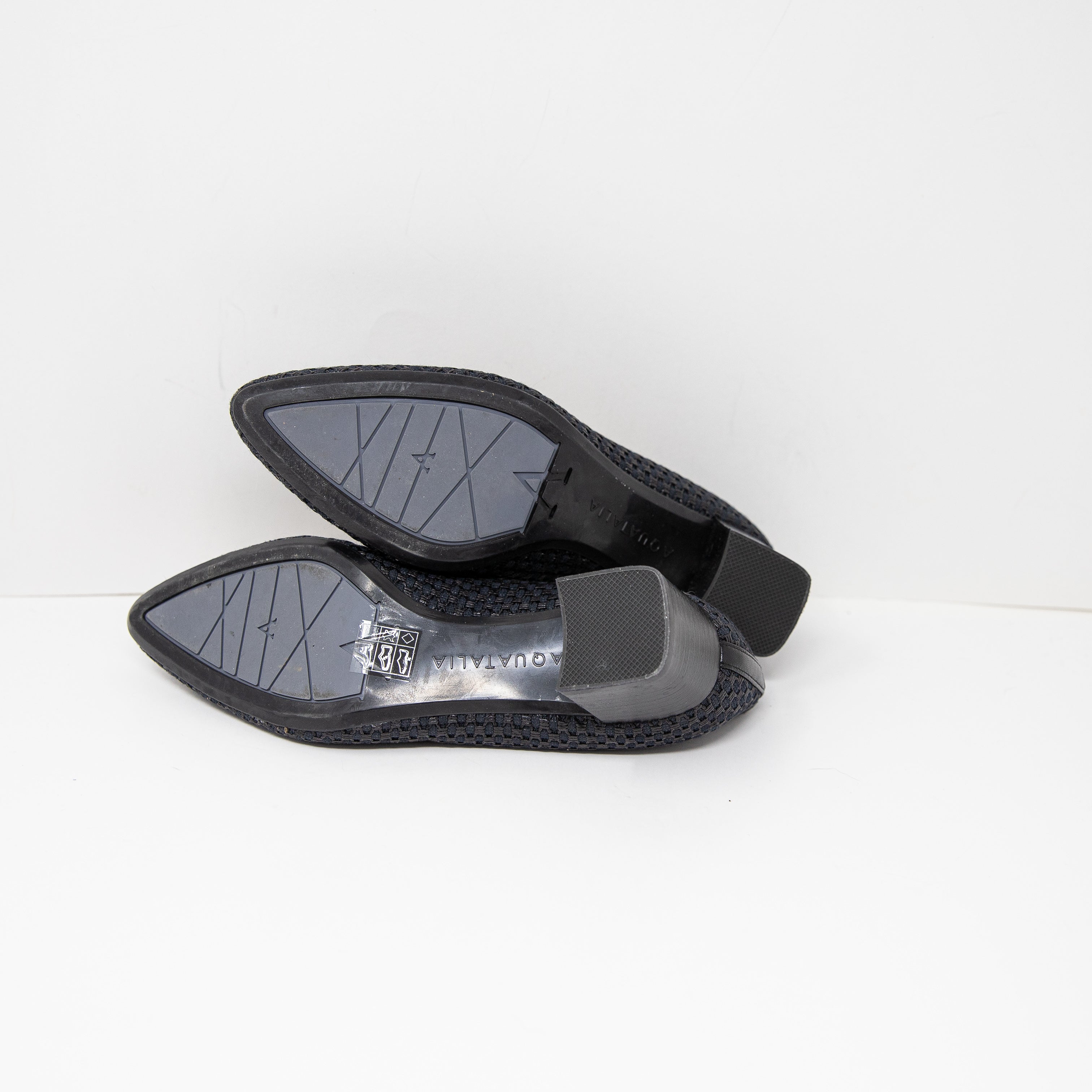 Aquatalia Pasha Made In Italy Woven Fabric Almond Toe Slip On Block High Heels 7