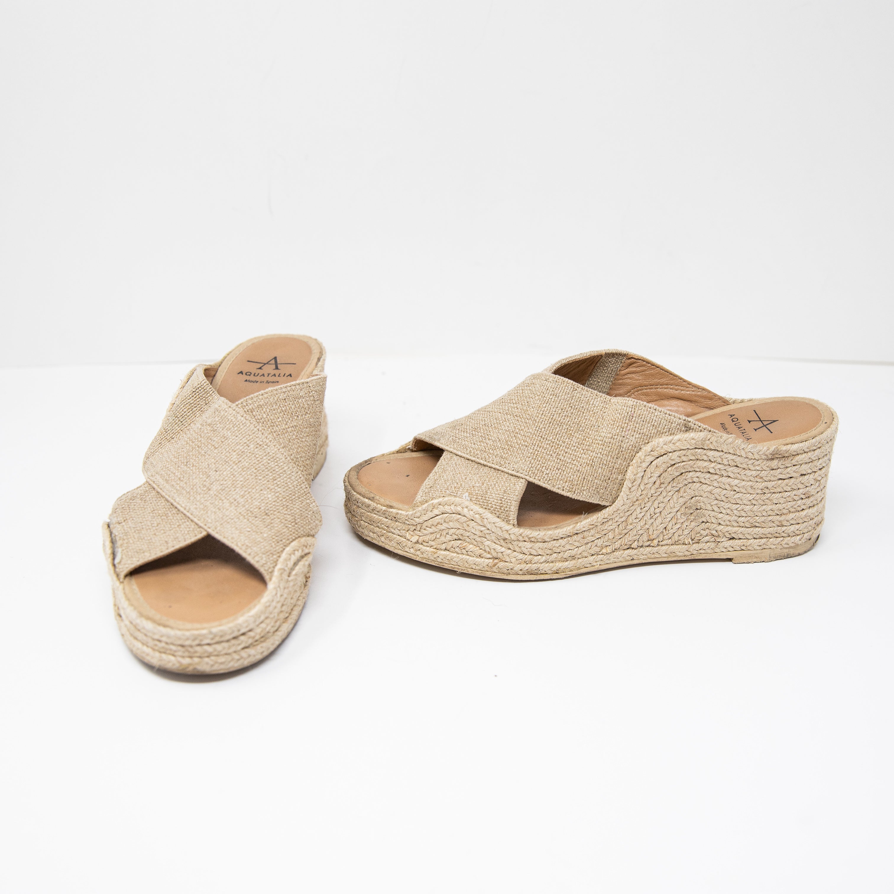 Aquatalia Women's Marina Round Toe Slide Silhouette Espadrille Wedge Heels 7