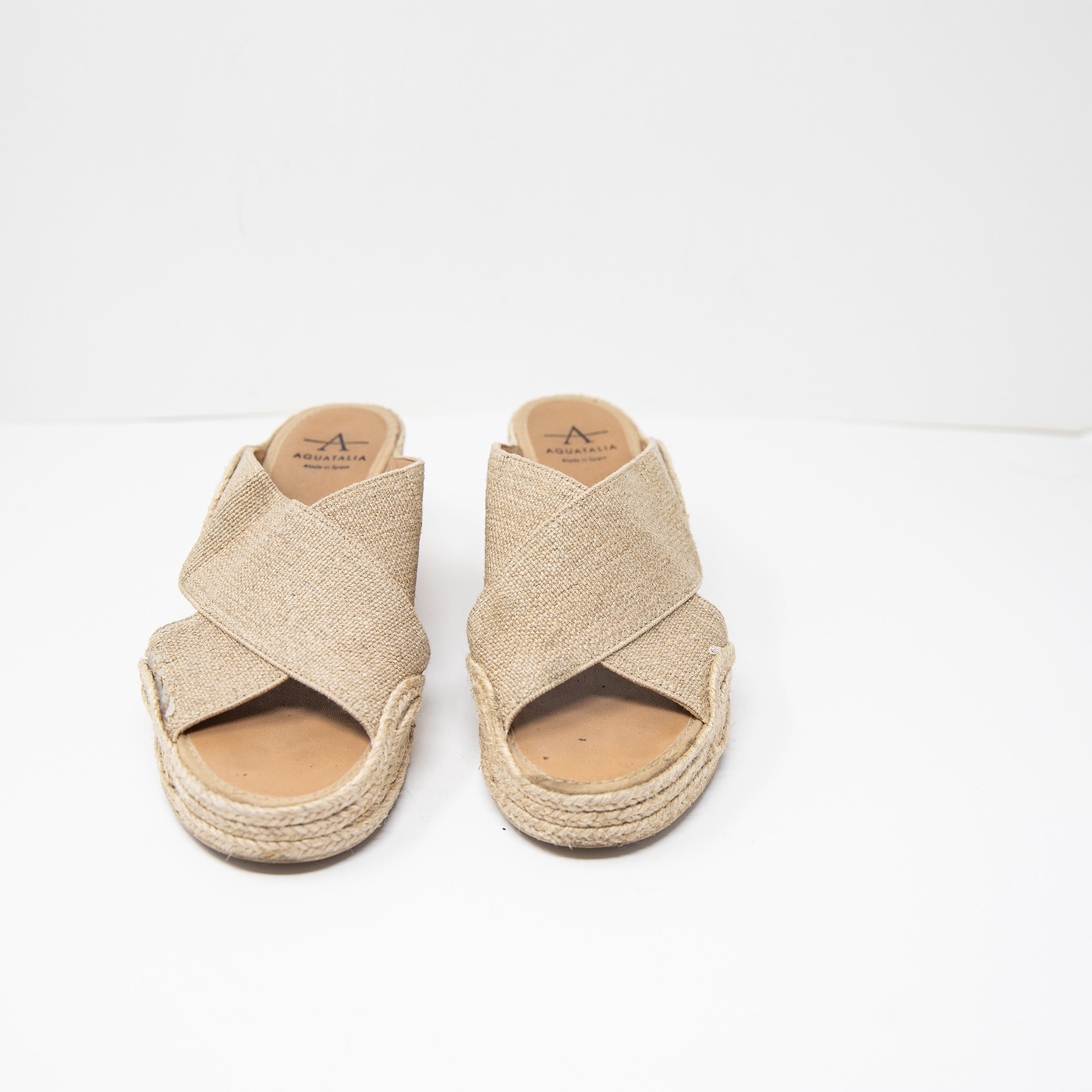 Aquatalia Women's Marina Round Toe Slide Silhouette Espadrille Wedge Heels 7