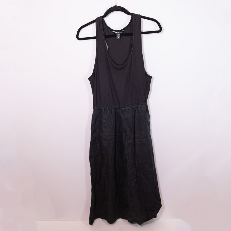 Athleta Baja Linen Scoop Neck Sleeveless Tank Midi Pullover Dress Black XL