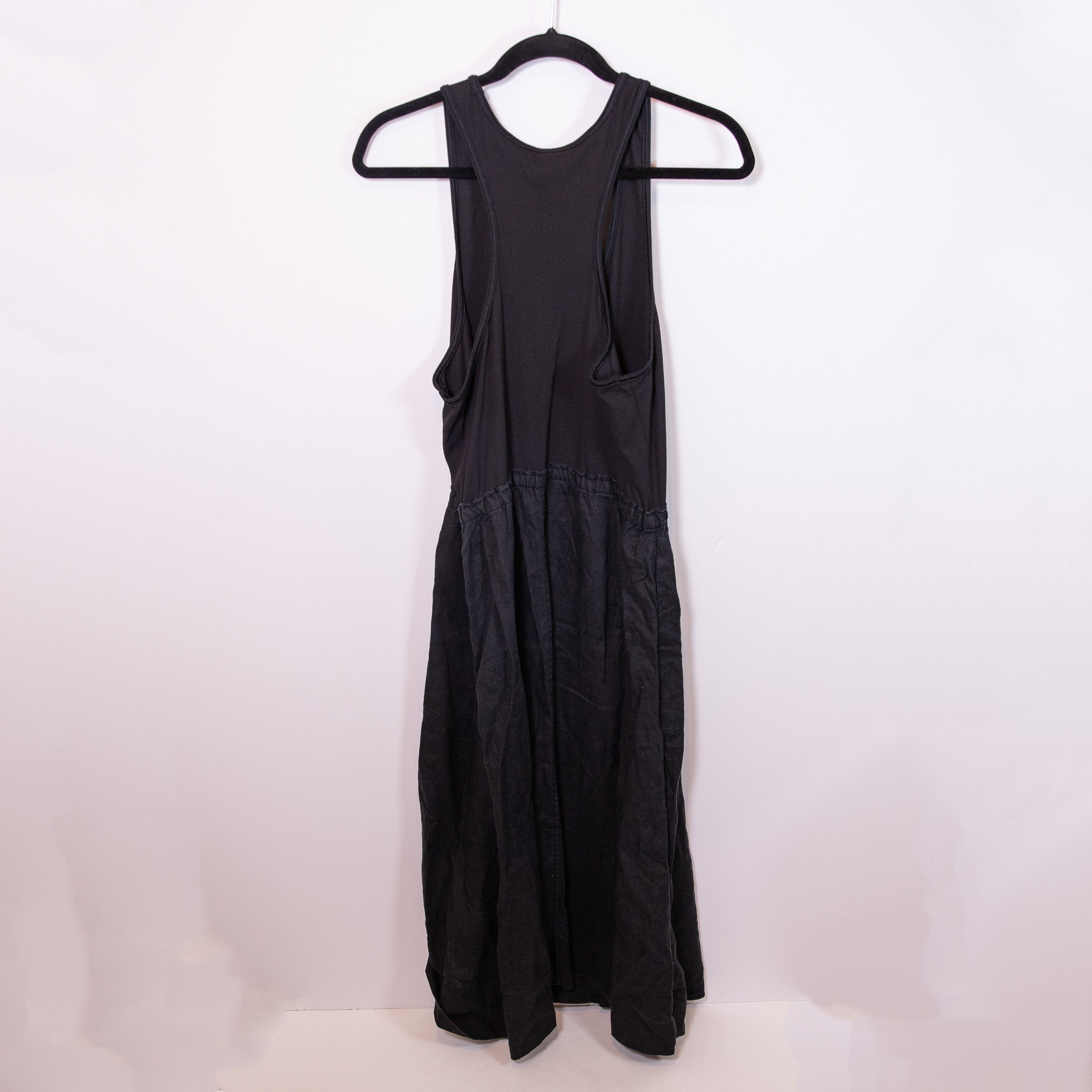 Athleta Baja Linen Scoop Neck Sleeveless Tank Midi Pullover Dress Black XL