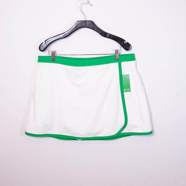 NEW J. Crew Cloudstretch Wrap Mini Built In Shorts Tennis Skirt White Green XL