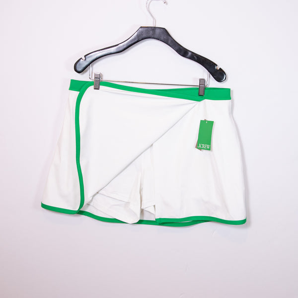 NEW J. Crew Cloudstretch Wrap Mini Built In Shorts Tennis Skirt White Green XL