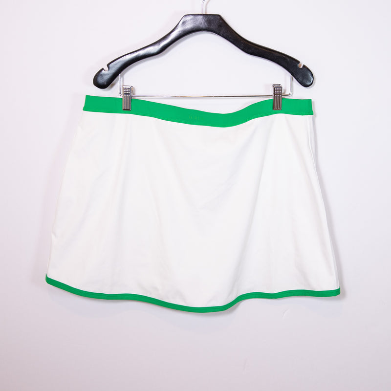 NEW J. Crew Cloudstretch Wrap Mini Built In Shorts Tennis Skirt White Green XL