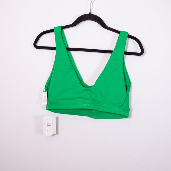 NEW J. Crew CloudStretch V Neck Athletic Work Out Sports Bra Kelly Green Large