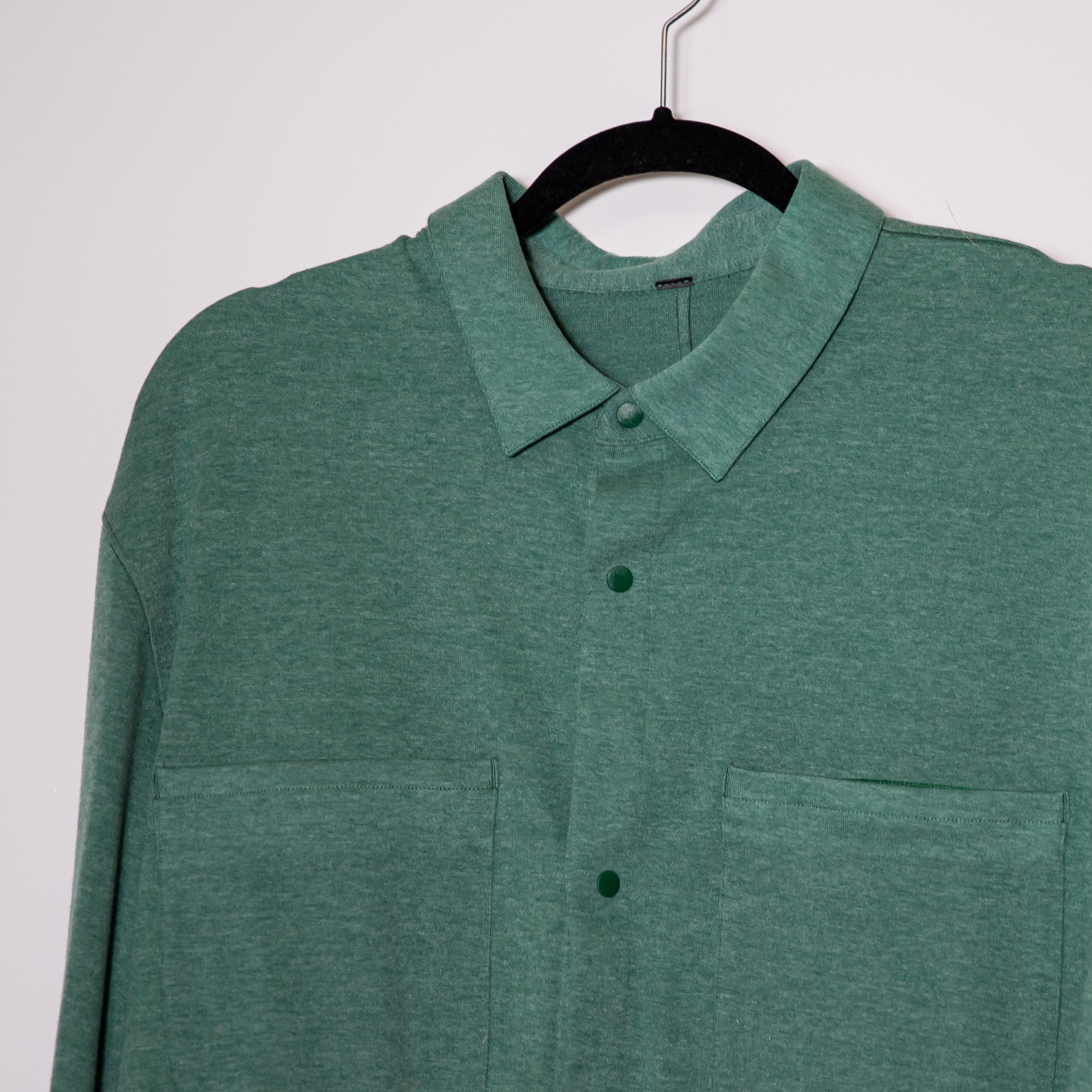 Lululemon Soft Knit Overshirt Long Sleeve Collared Snap Button Shirt Tidewater