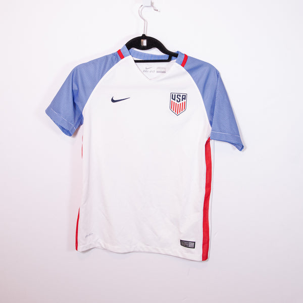 Nike Women's Team USA Dri Fit V-Neck Short Sleeve Soccer Athletic Jersey Shirt L