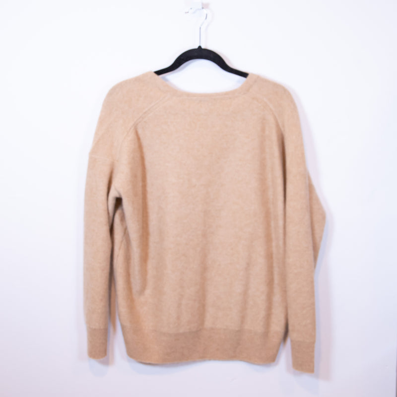 Vince 100% Cashmere Weekend V-Neck Long Sleeve Pullover Sweater Camel Neutral M