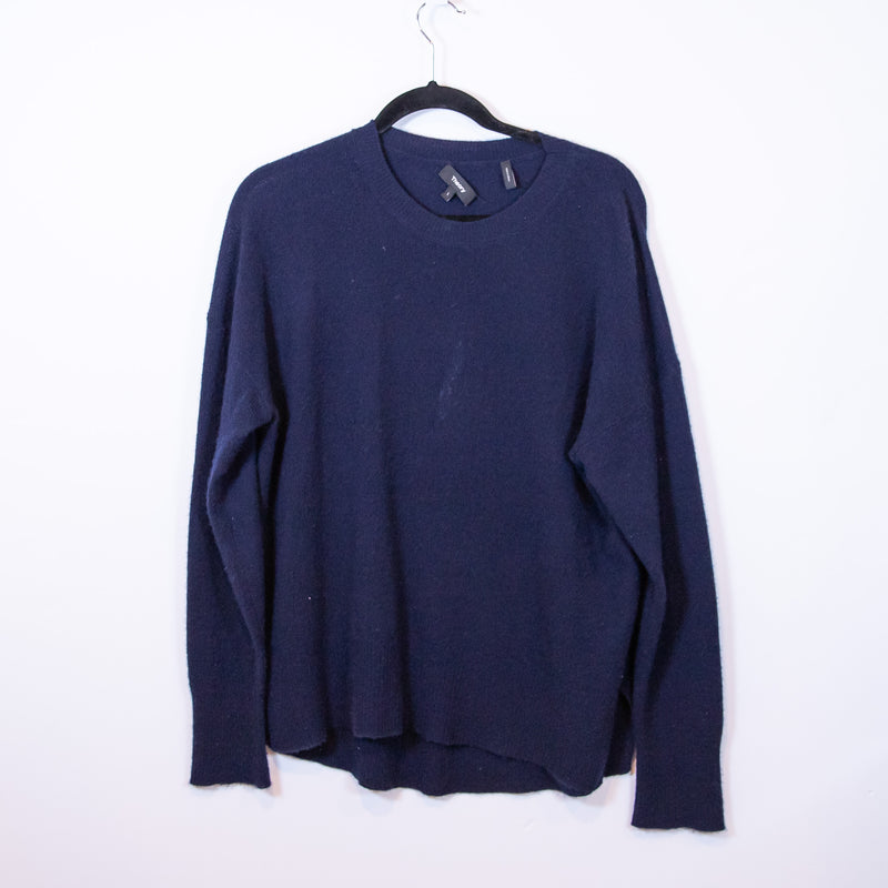 Theory Karenia Cashmere Stretch Knit Crew Neck Long Sleeve Sweater Blue Large