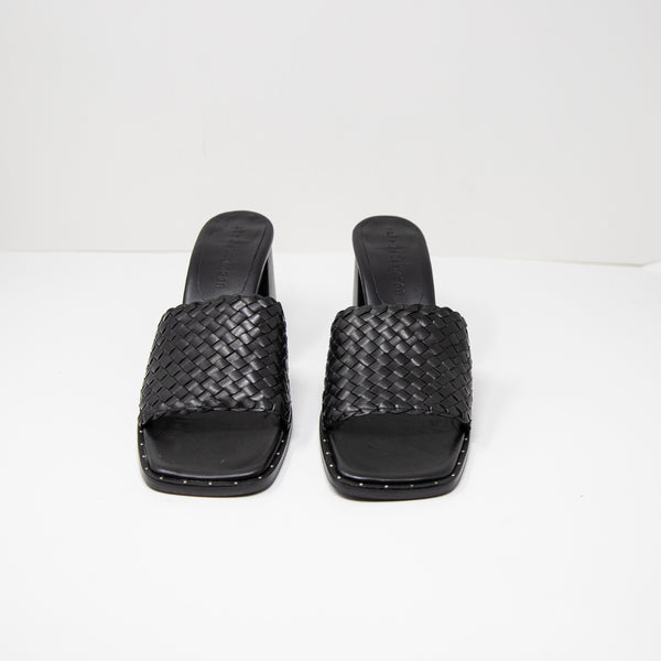 NEW Freda Salvador Rosie Genuine Leather Woven Braided Open Toe Block High Heel