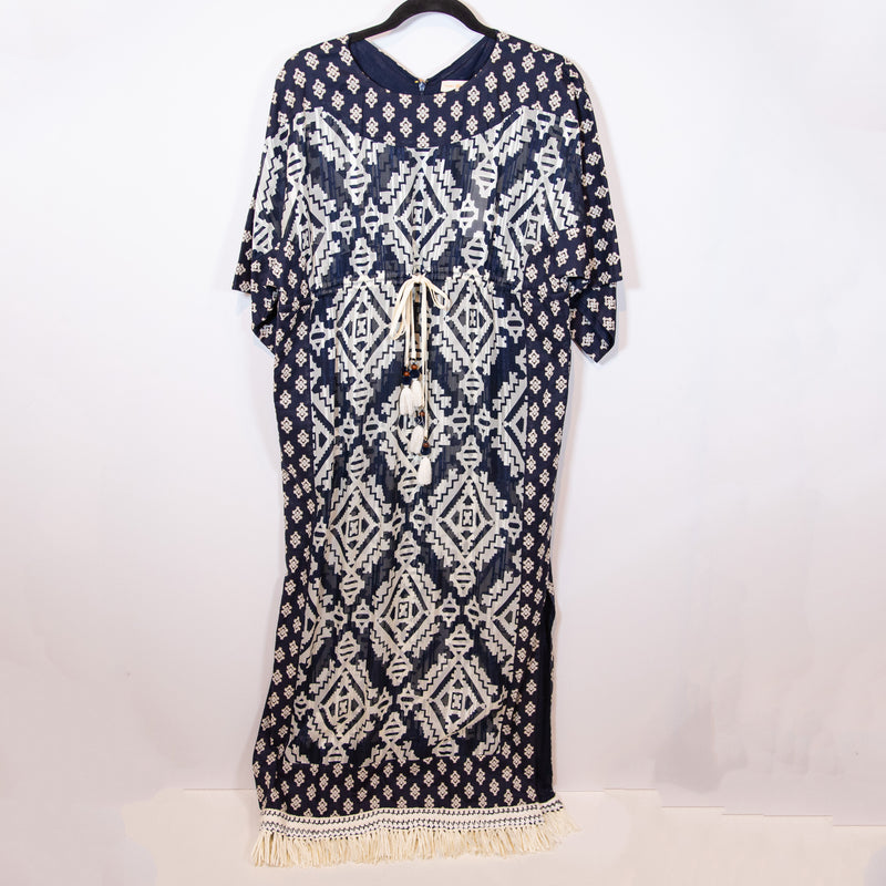 NEW Tory Burch Beatrice Silk Lightweight Ikat Print Cinch Waist Tunic Dress 2