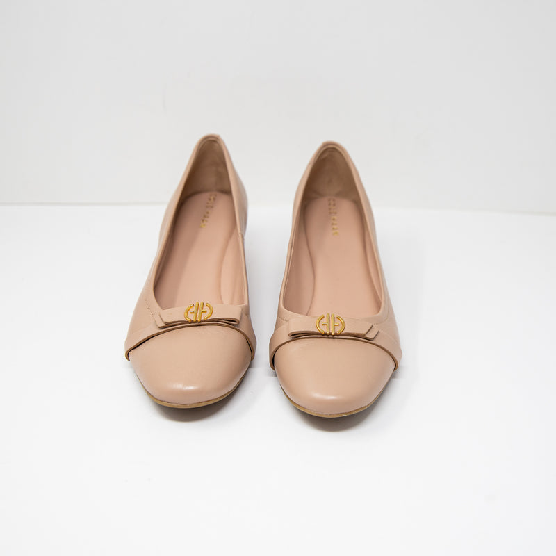 Cole Haan Women's Malta Slip on Round Toe Wedge High Heels Shoes Brush Shee Tan