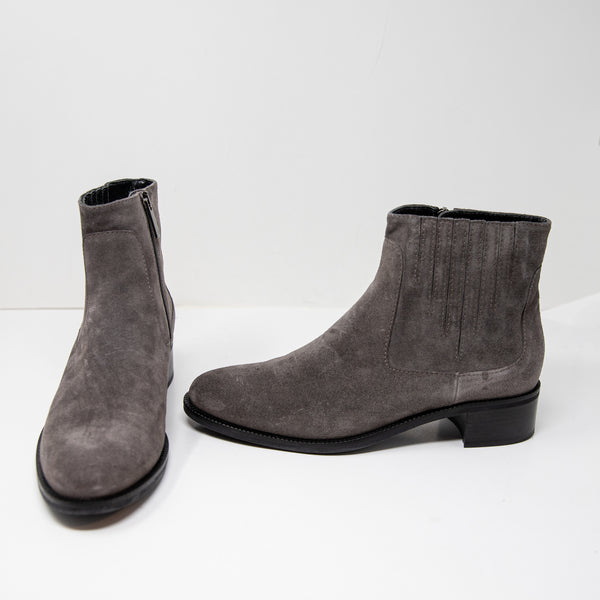 Aquatalia Oribella Genuine Leather Suede Low Top Ankle Booties Shoes Graphite 10