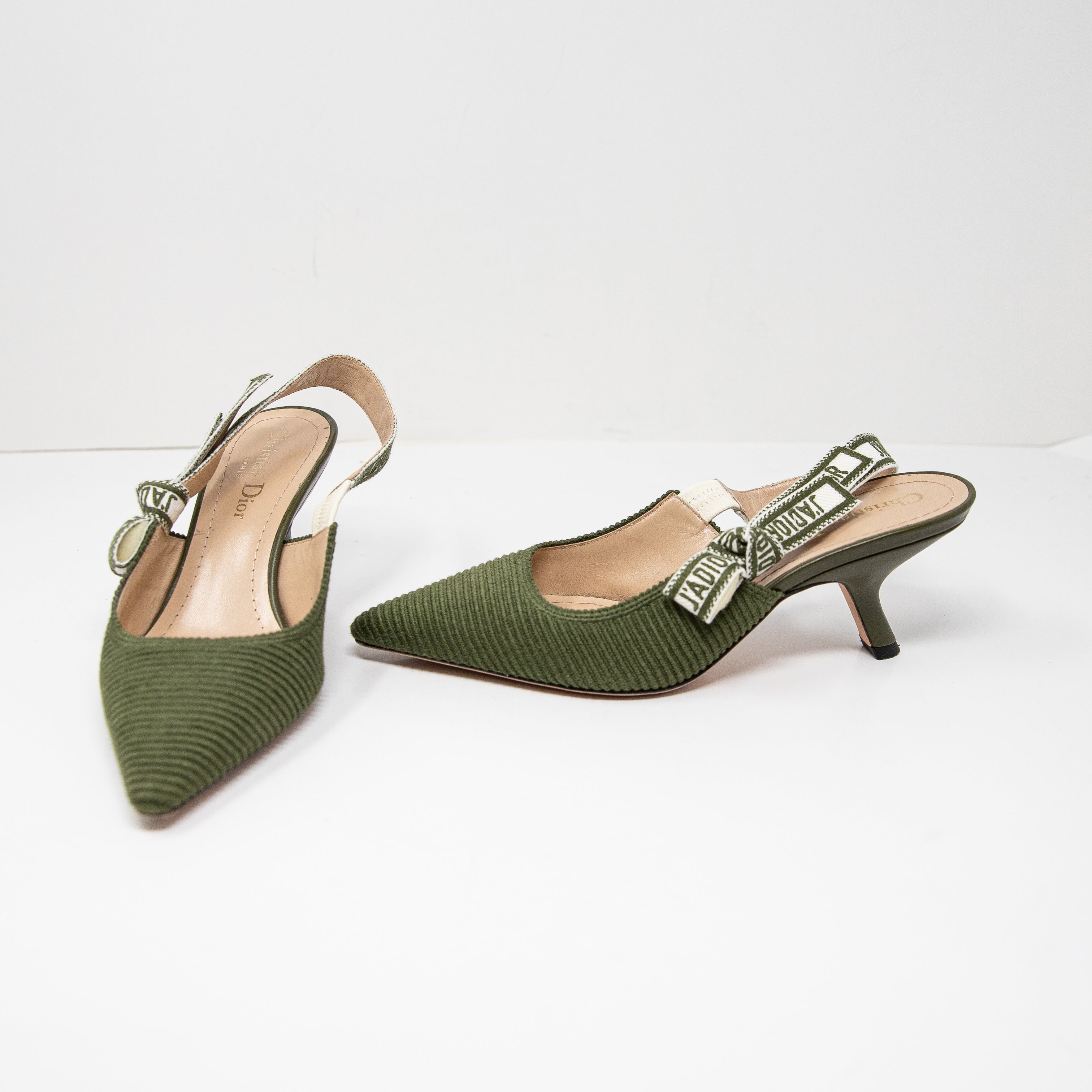 Christian Dior J'adior Ribbed Technical Fabric Slingback Fabric Pump Heels Shoes