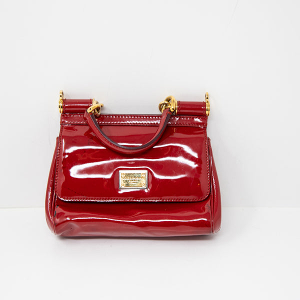 Dolce &amp; Gabbana Milano Small Sicily Patent Leather Top Handle Satchel Purse Bag