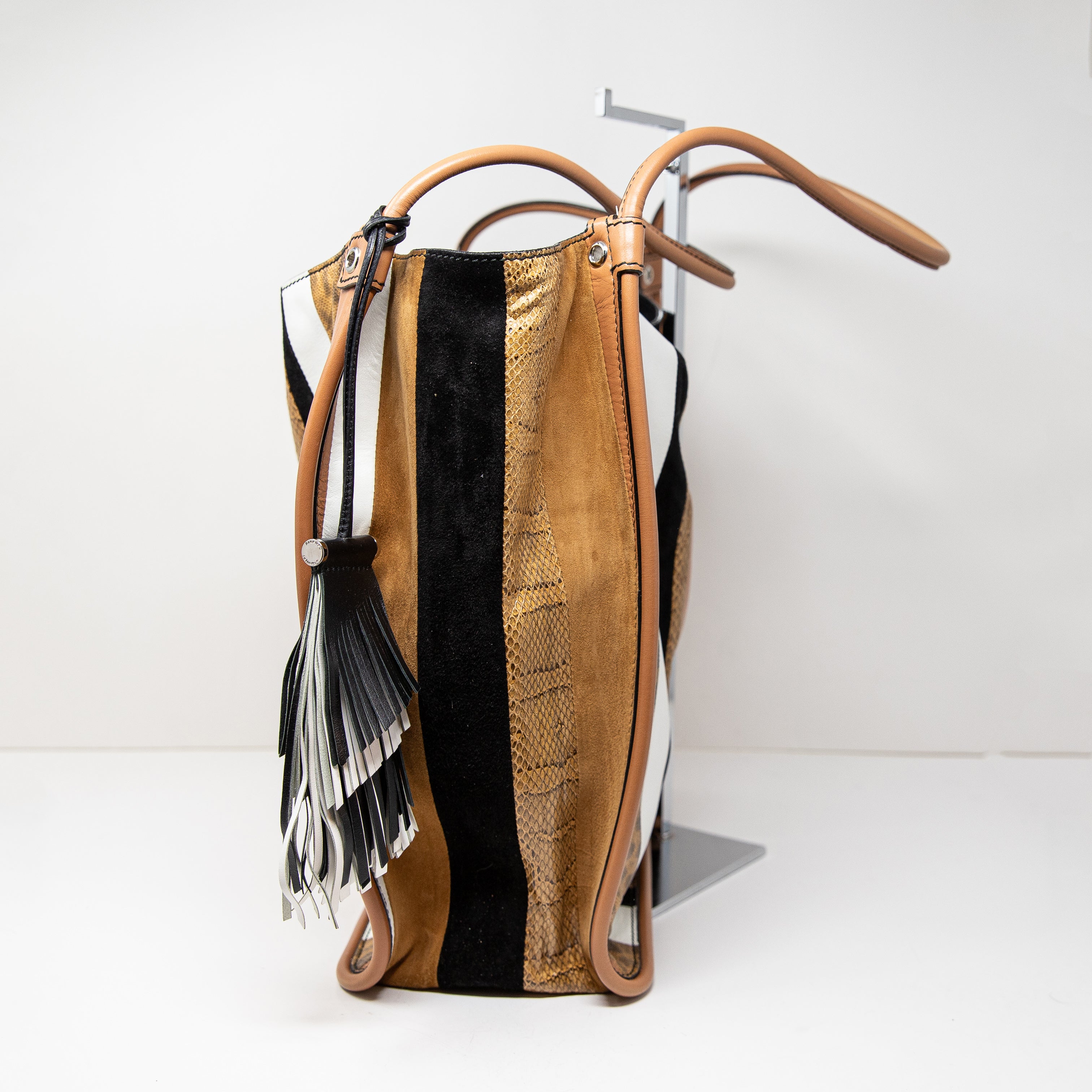 Proenza Schouler Genuine Leather Brown Stripe Animal Print Shoulder Bag Purse