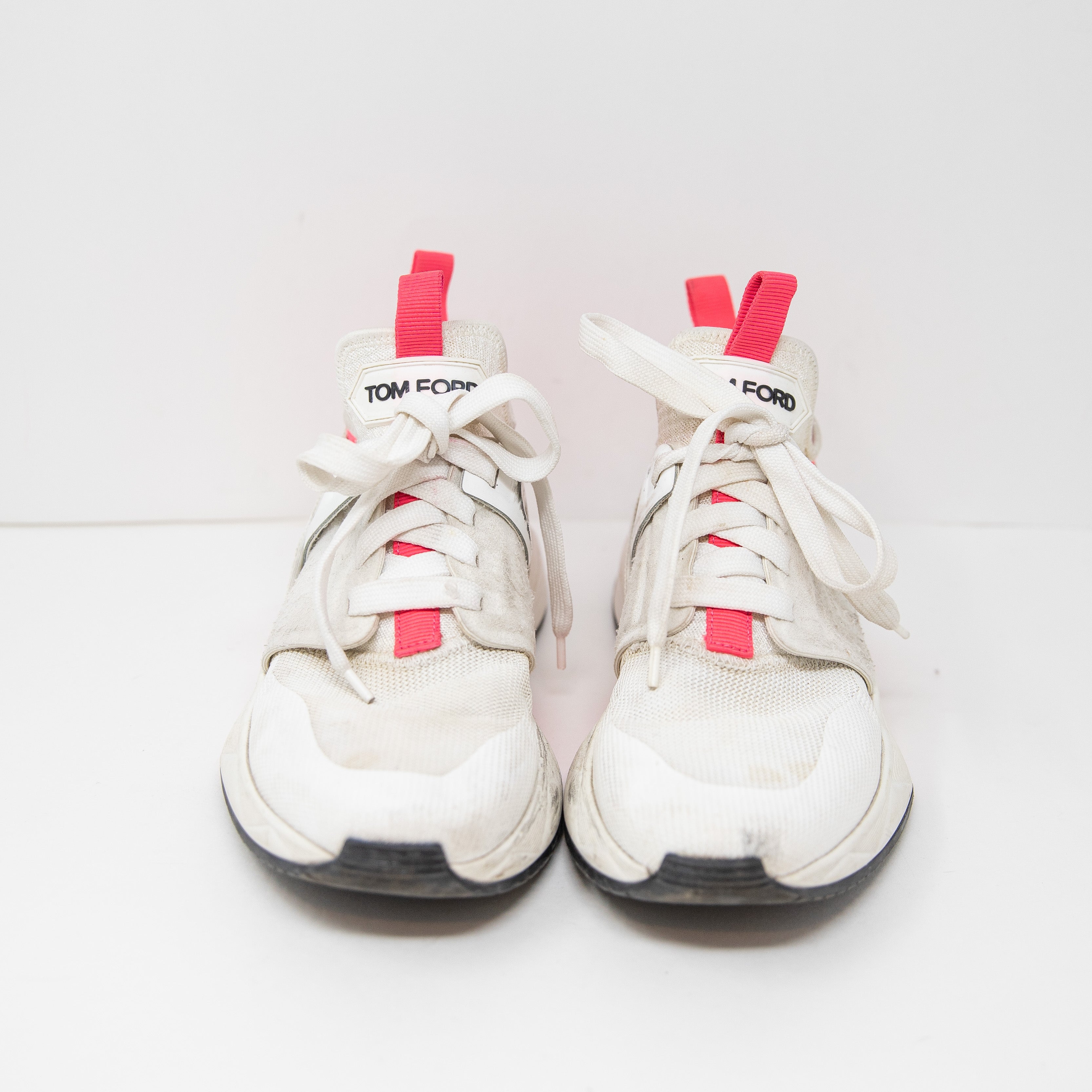 Tom Ford Women's Logo Print Embossed Lace Up Low Top Athletic Sneakers Shoes 9.5