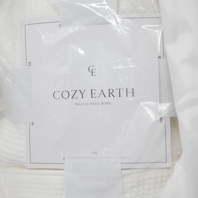 NEW Cozy Earth Absorbent Bamboo Waffle Weave Unisex Bath Lounge Spa Robe White