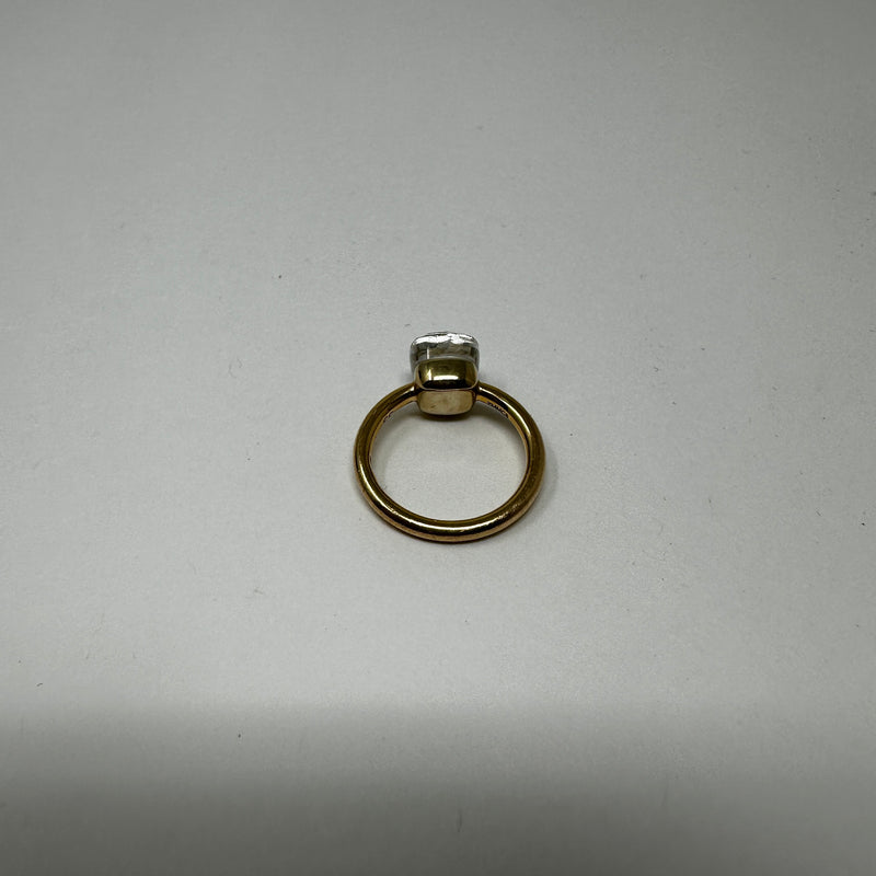 Pomellato Nudo 18k Rose And White Gold 1 White Topaz 6.5 ct Ring Size 53