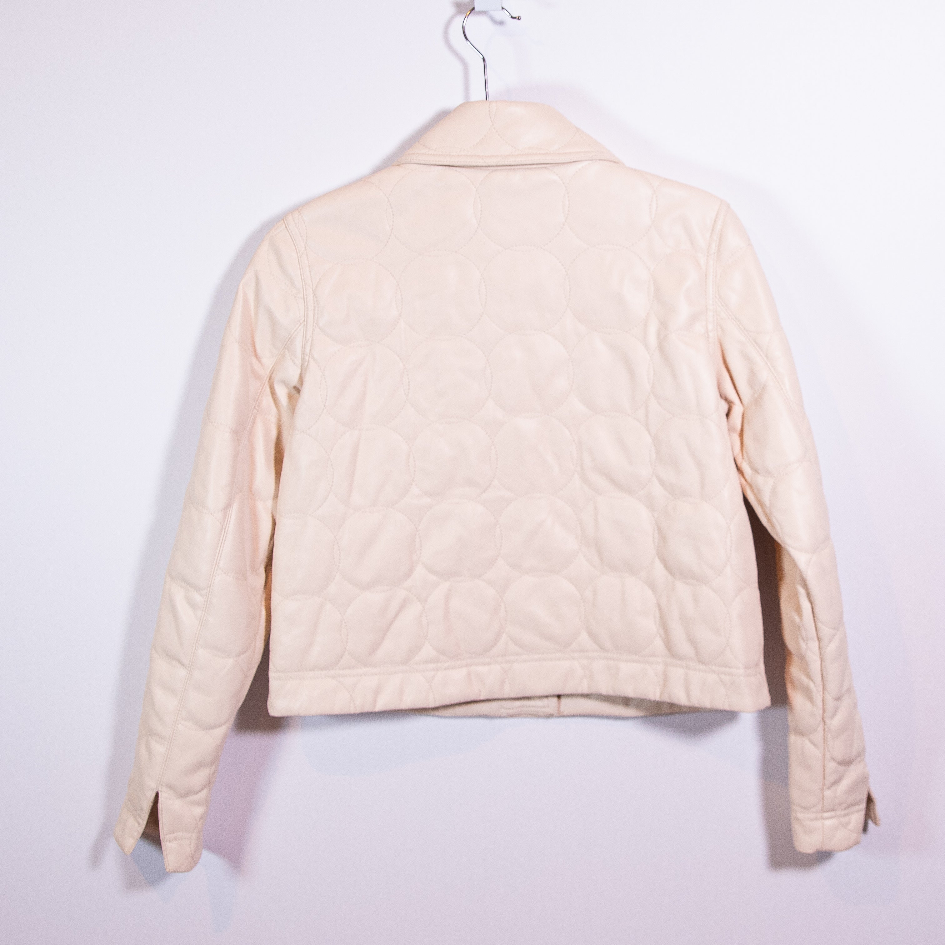 Maeve Anthropologie Faux Vegan Leather Quilted Collared Button Front Jacket 4