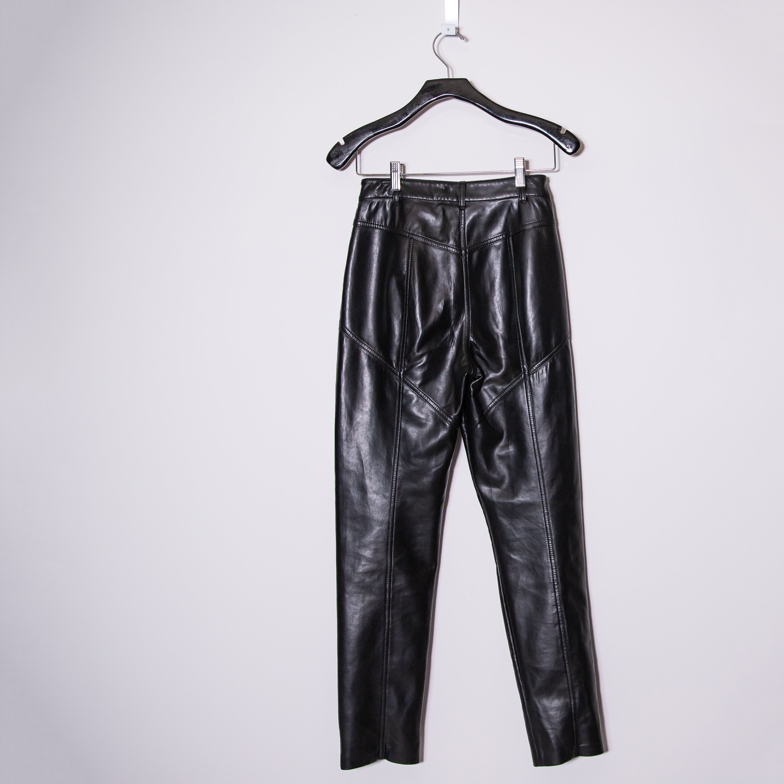 Wilfred Aritzia Rebel High Waisted Faux Vegan Leather Trouser Pants Black 2
