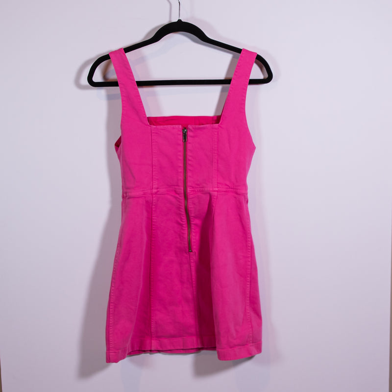 Alice + Oliva Ramsey Square Neckline Cotton Stretch Aline Mini Dress Candy Pink