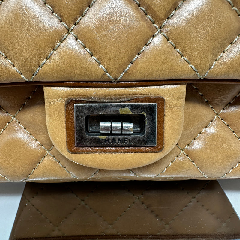 Chanel Reissue 2.55 Double Flap Quilted Leather Shoulder Purse Bag Butterscotch