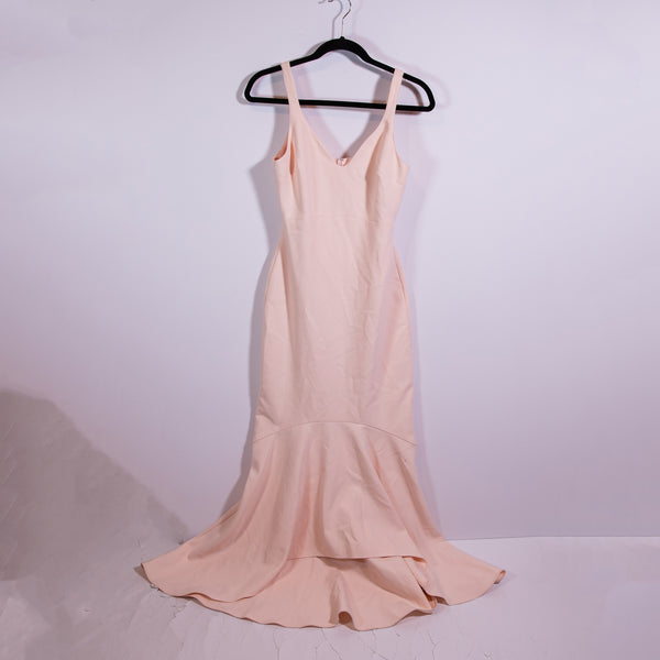 Cinq A Sept Sade V Neck Sleeveless Drop Hem Ruffle Fit Flare Midi Dress Pink 2