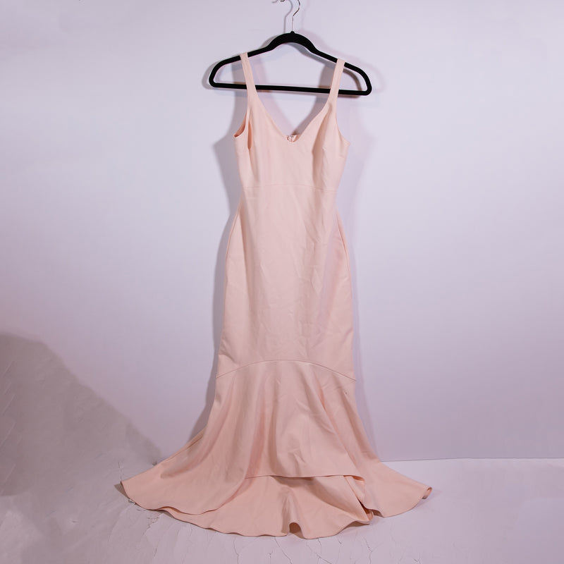 Cinq A Sept Sade V Neck Sleeveless Drop Hem Ruffle Fit Flare Midi Dress Pink 2