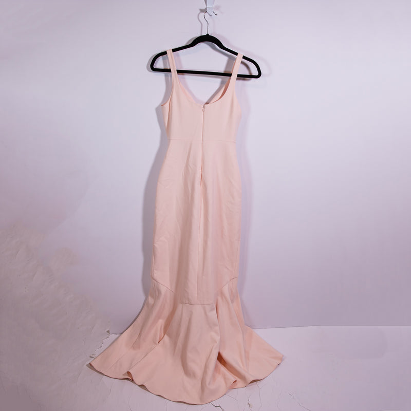 Cinq A Sept Sade V Neck Sleeveless Drop Hem Ruffle Fit Flare Midi Dress Pink 2
