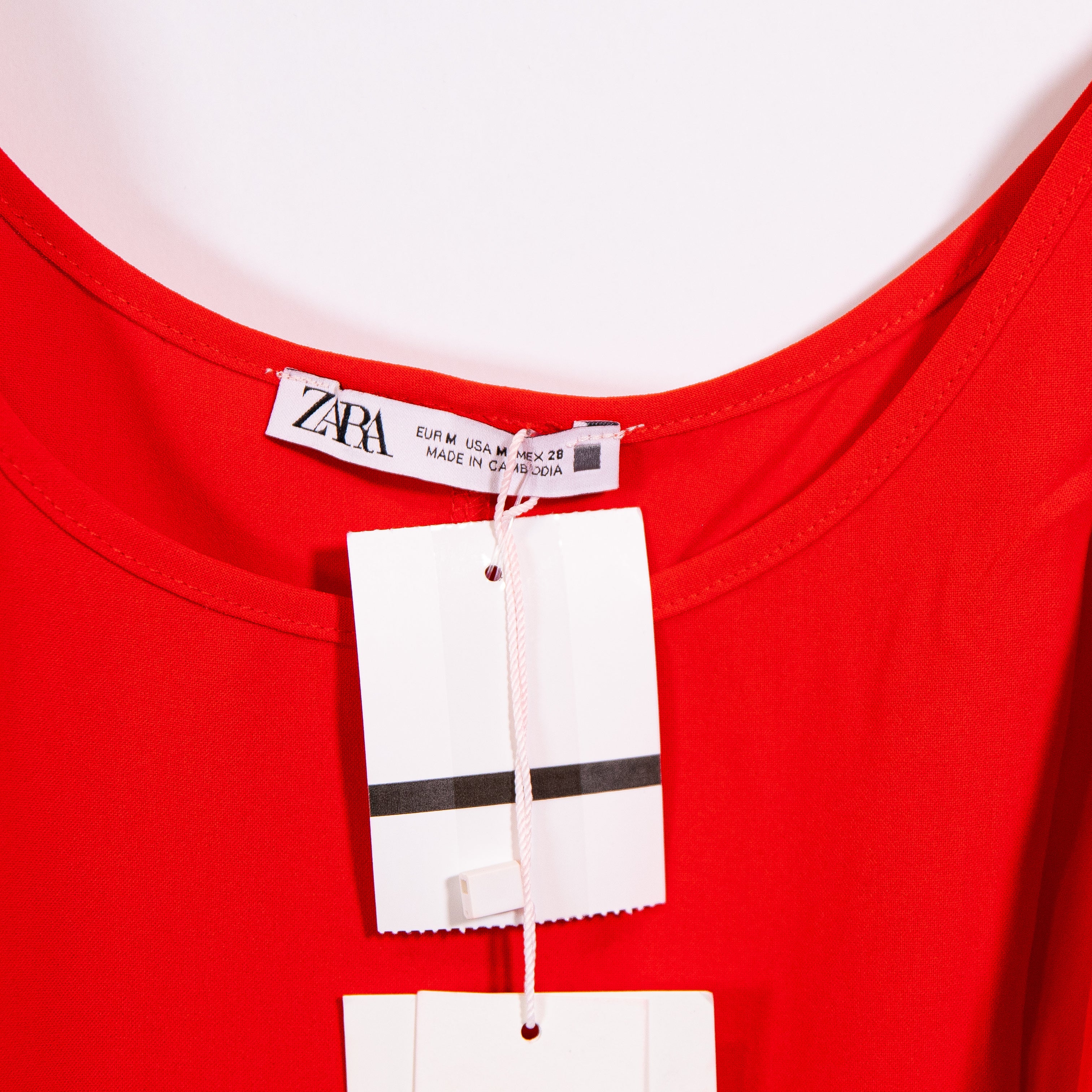 NEW Zara Scoop Neck Sleeveless Pullover Mini Slip Dress Solid Red Medium