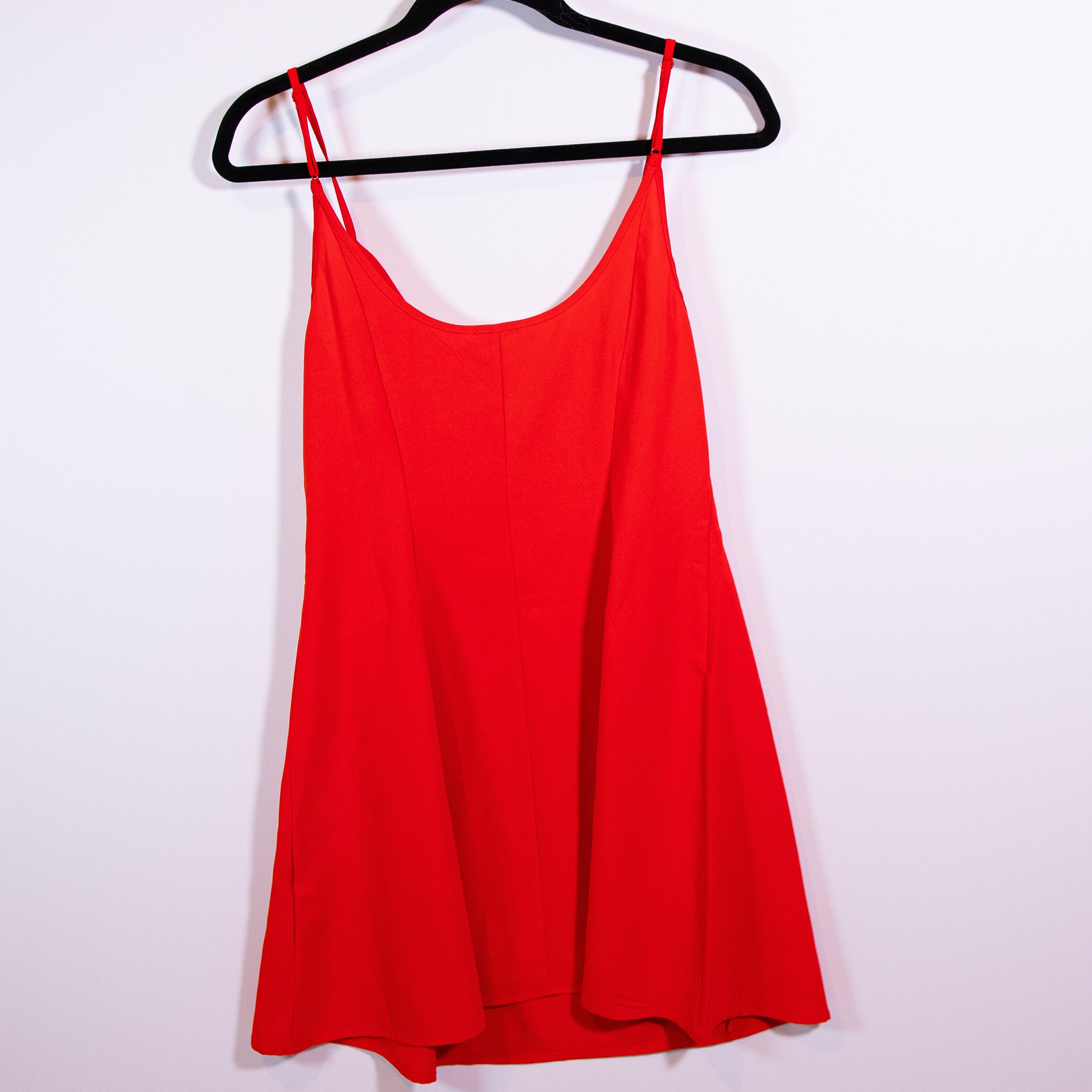NEW Zara Scoop Neck Sleeveless Pullover Mini Slip Dress Solid Red Medium