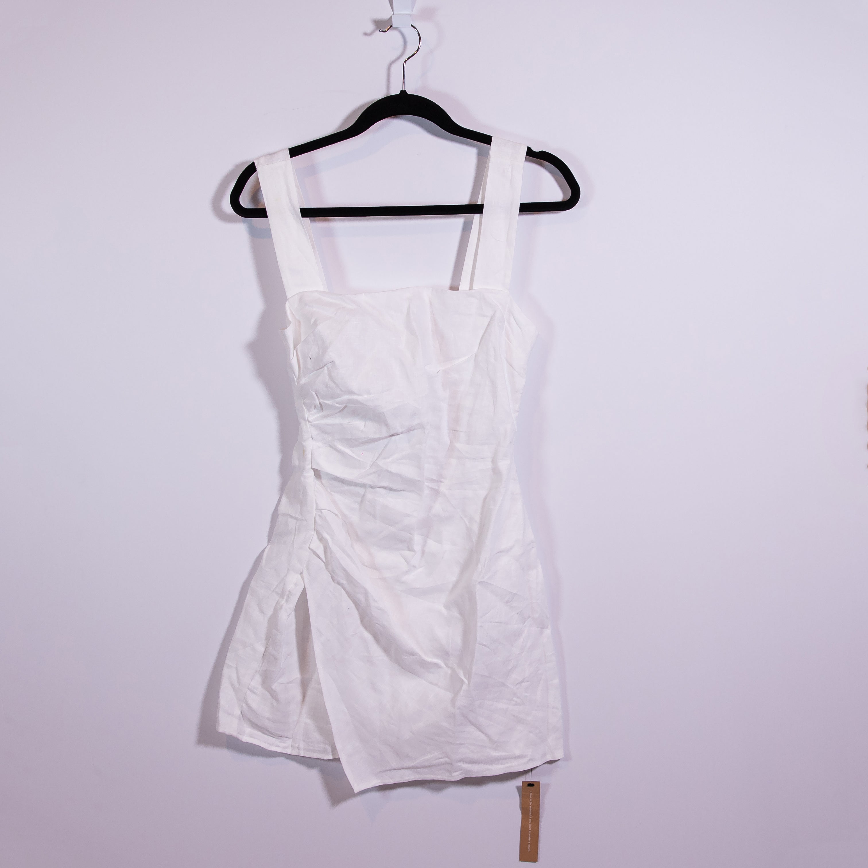 NEW Reformation Kerrigan Linen Lightweight Side Slit Square Neck Mini Dress 2