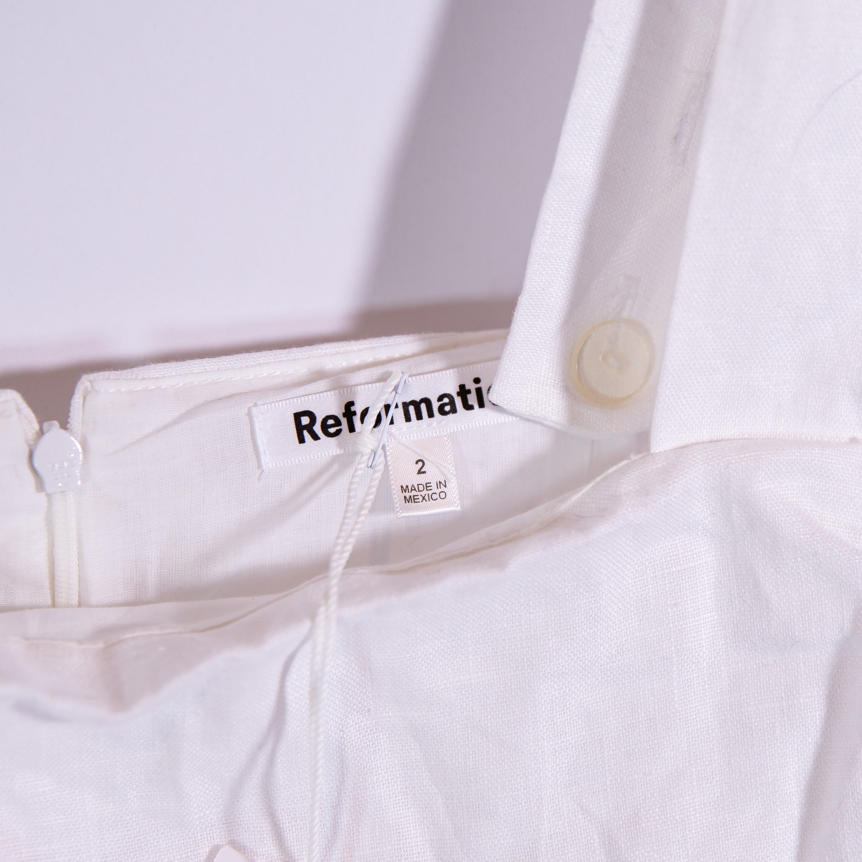 NEW Reformation Kerrigan Linen Lightweight Side Slit Square Neck Mini Dress 2