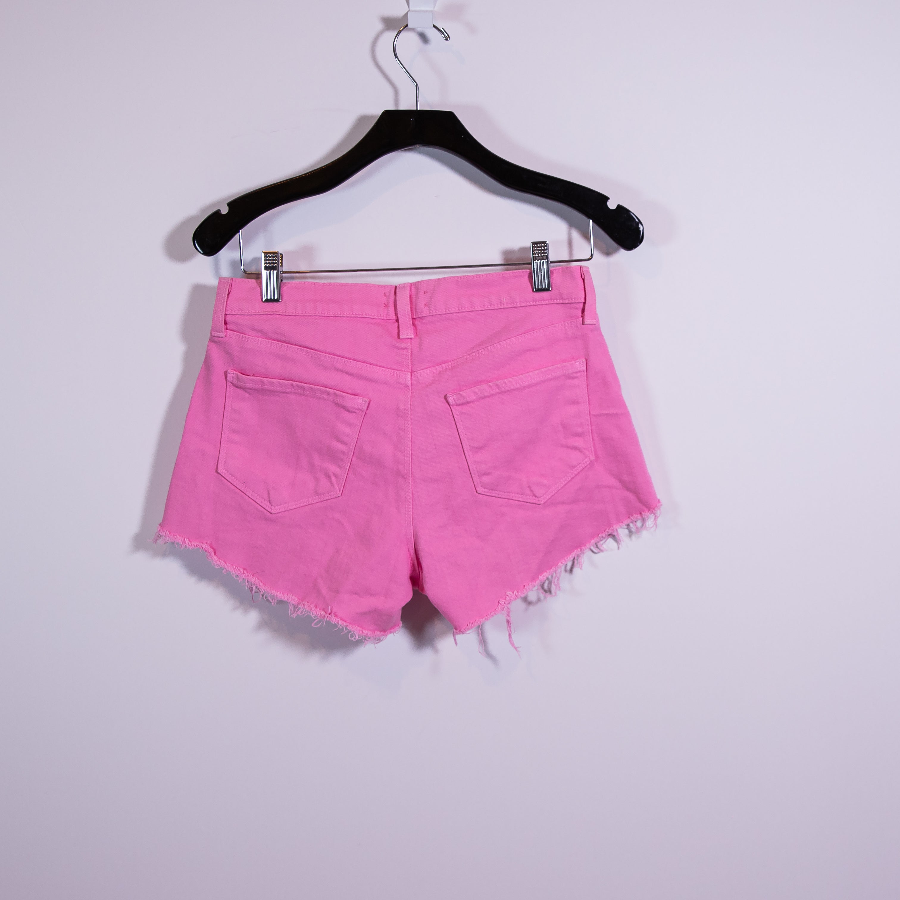 L'Agence Women's Audrey Cotton Stretch Mid Waist Cut Off Denim Shorts Rose Bloom