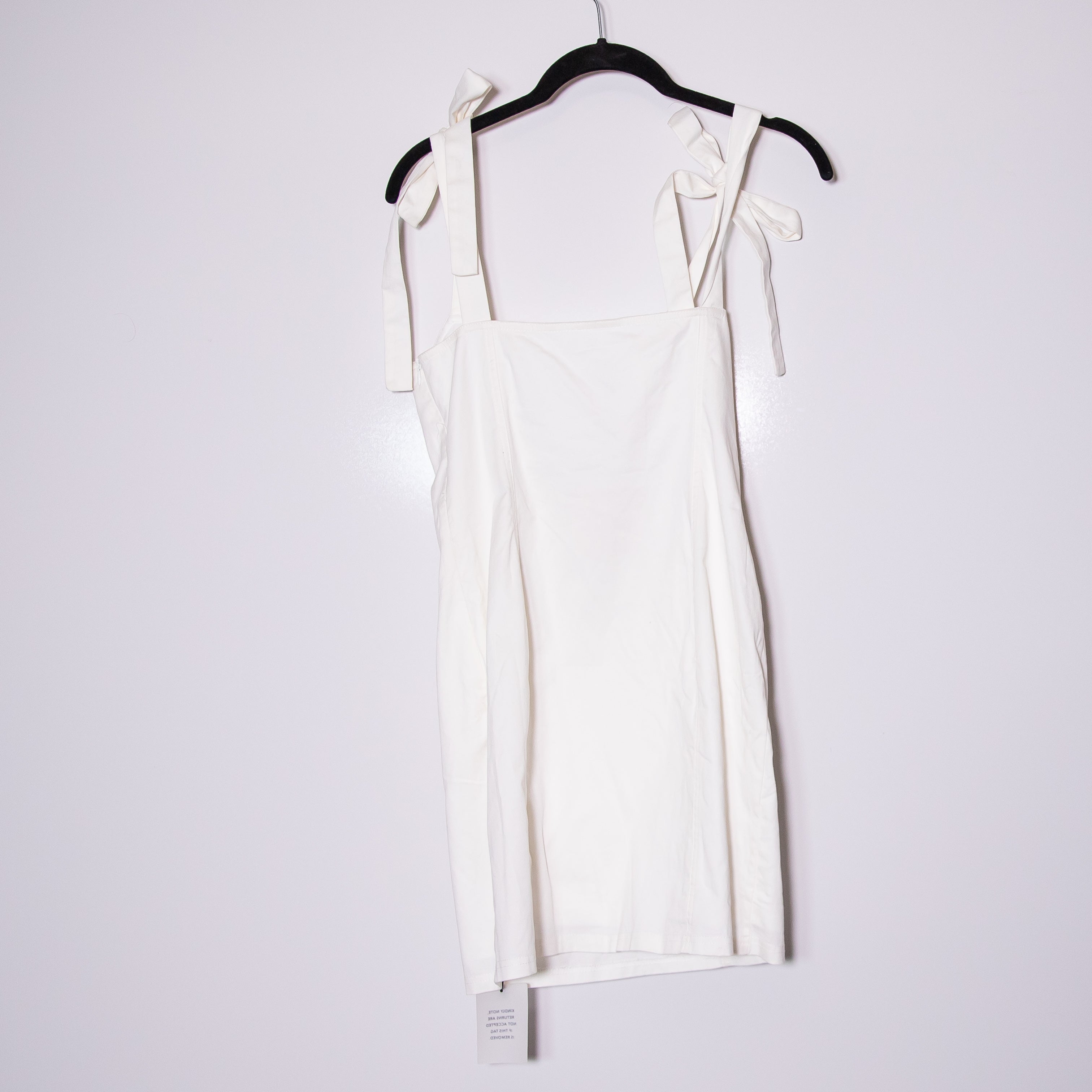 NEW Superdown Siona Tie Strap Square Neck Cotton Stretch Mini Dress White Medium