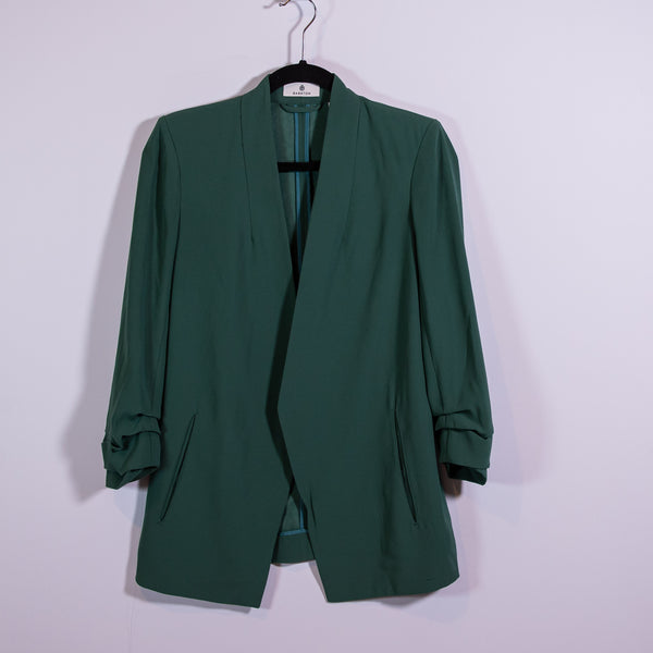 Babaton Aritzia Crepe Open Front Power Hip Blazer Jacket Solid Green 2