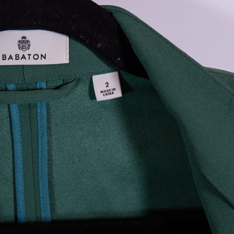 Babaton Aritzia Crepe Open Front Power Hip Blazer Jacket Solid Green 2