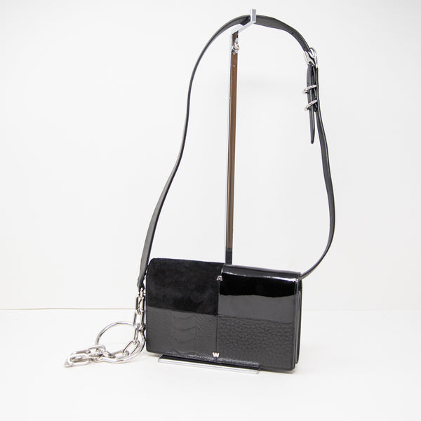 Alexander Wang Patchwork Suede Patent Leacher Embossed Chain Shoulder Bag Purse