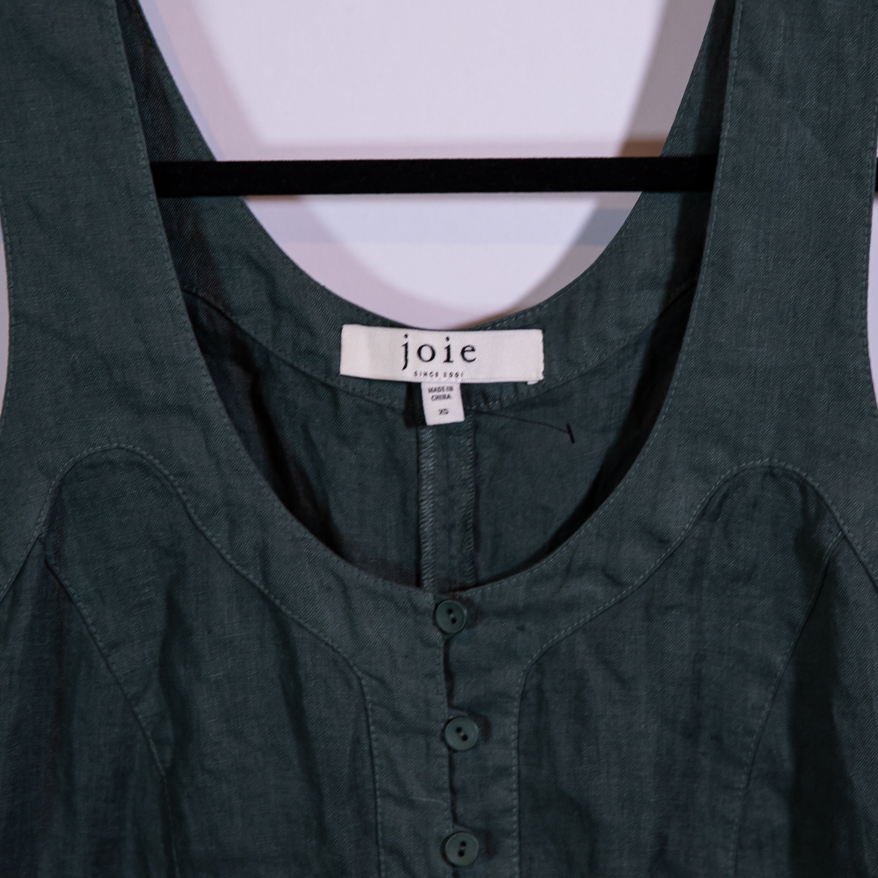 Joie Priya Woven Linen Lightweight Button Mini Romper Playsuit Jungle Green XS