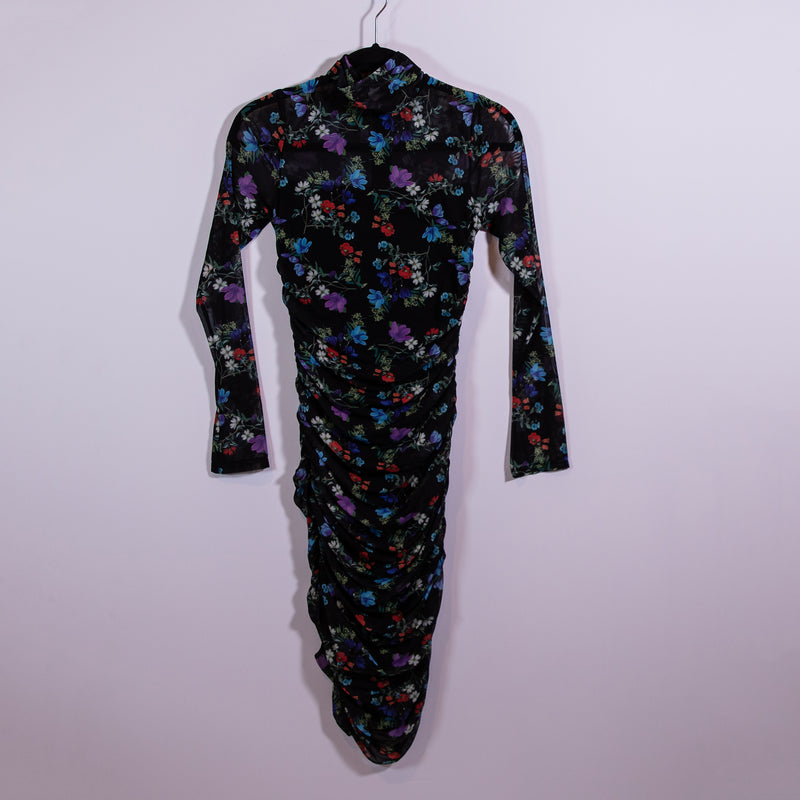 NEW Alice And Olivia Delora Turtleneck Long Sleeve Mesh Beautiful Blooms Dress 2