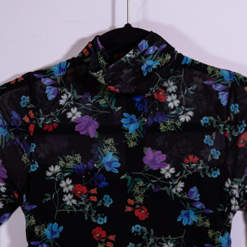NEW Alice And Olivia Delora Turtleneck Long Sleeve Mesh Beautiful Blooms Dress 2