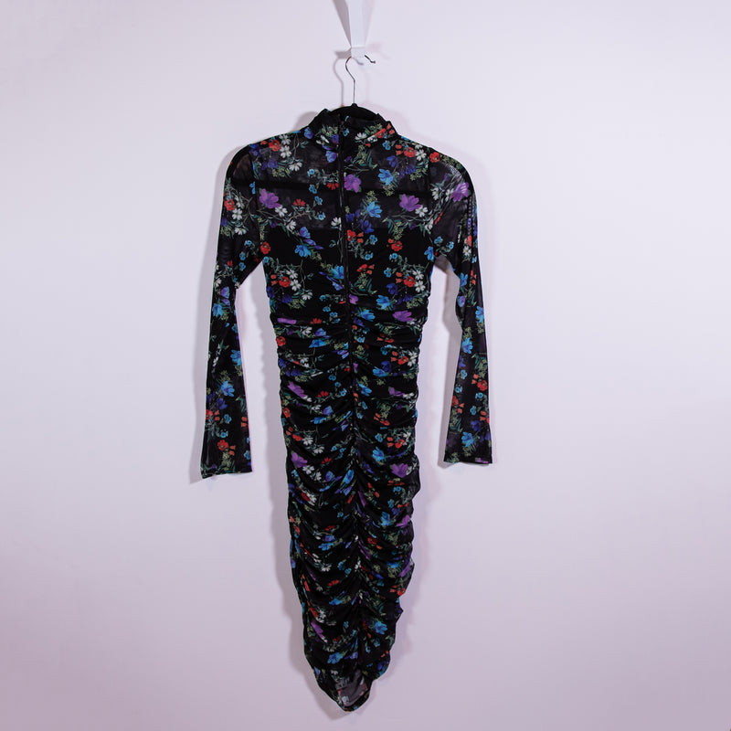 NEW Alice And Olivia Delora Turtleneck Long Sleeve Mesh Beautiful Blooms Dress 2