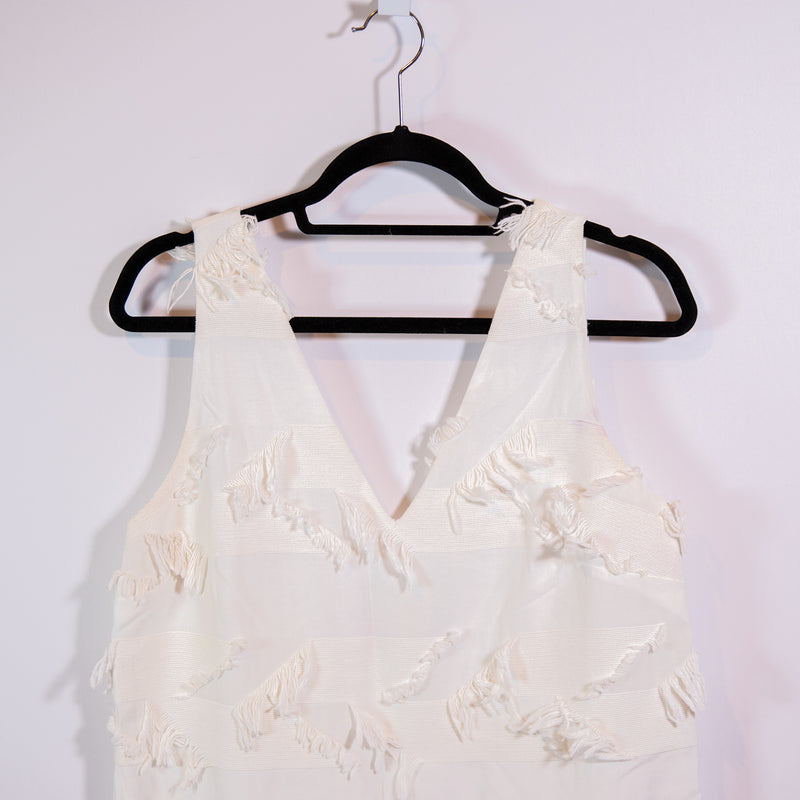 Maeve Anthropologie Cotton Fringe Tassel V Neck Sleeveless Pullover Mini Dress 8