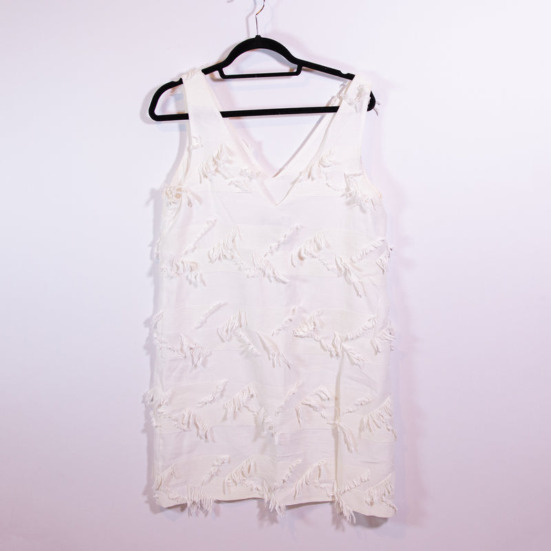 Maeve Anthropologie Cotton Fringe Tassel V Neck Sleeveless Pullover Mini Dress 8