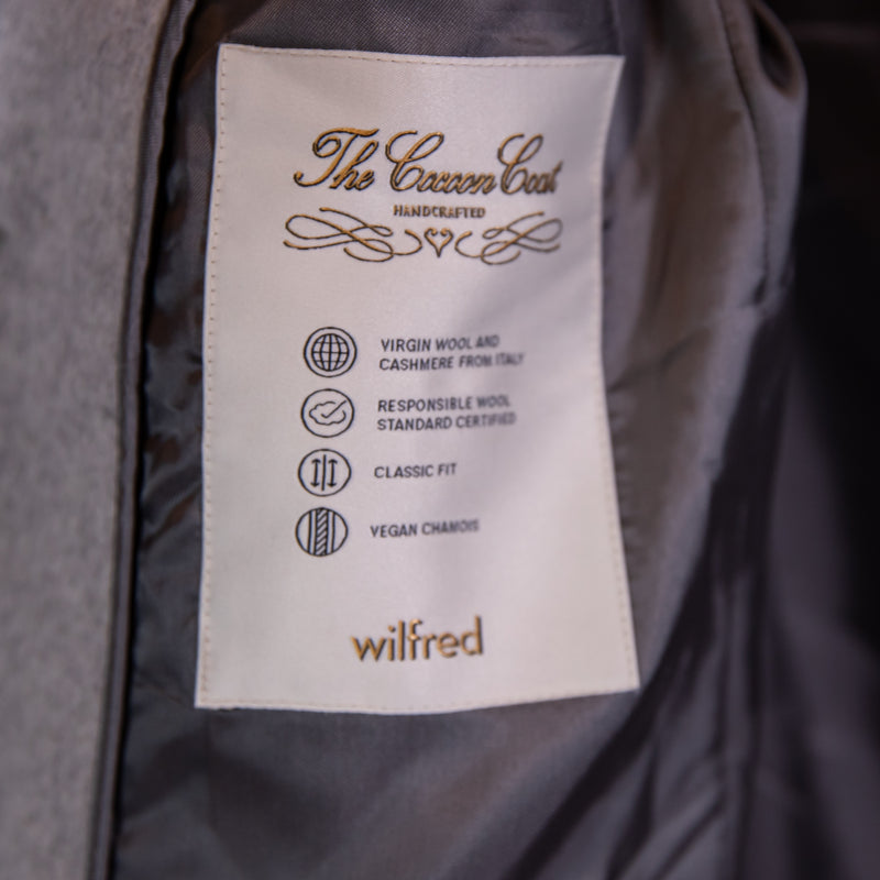 NEW Wilfred Aritzia The Cocoon Coat Wool Cashmere Peacoat Jacket Heather Grey XS